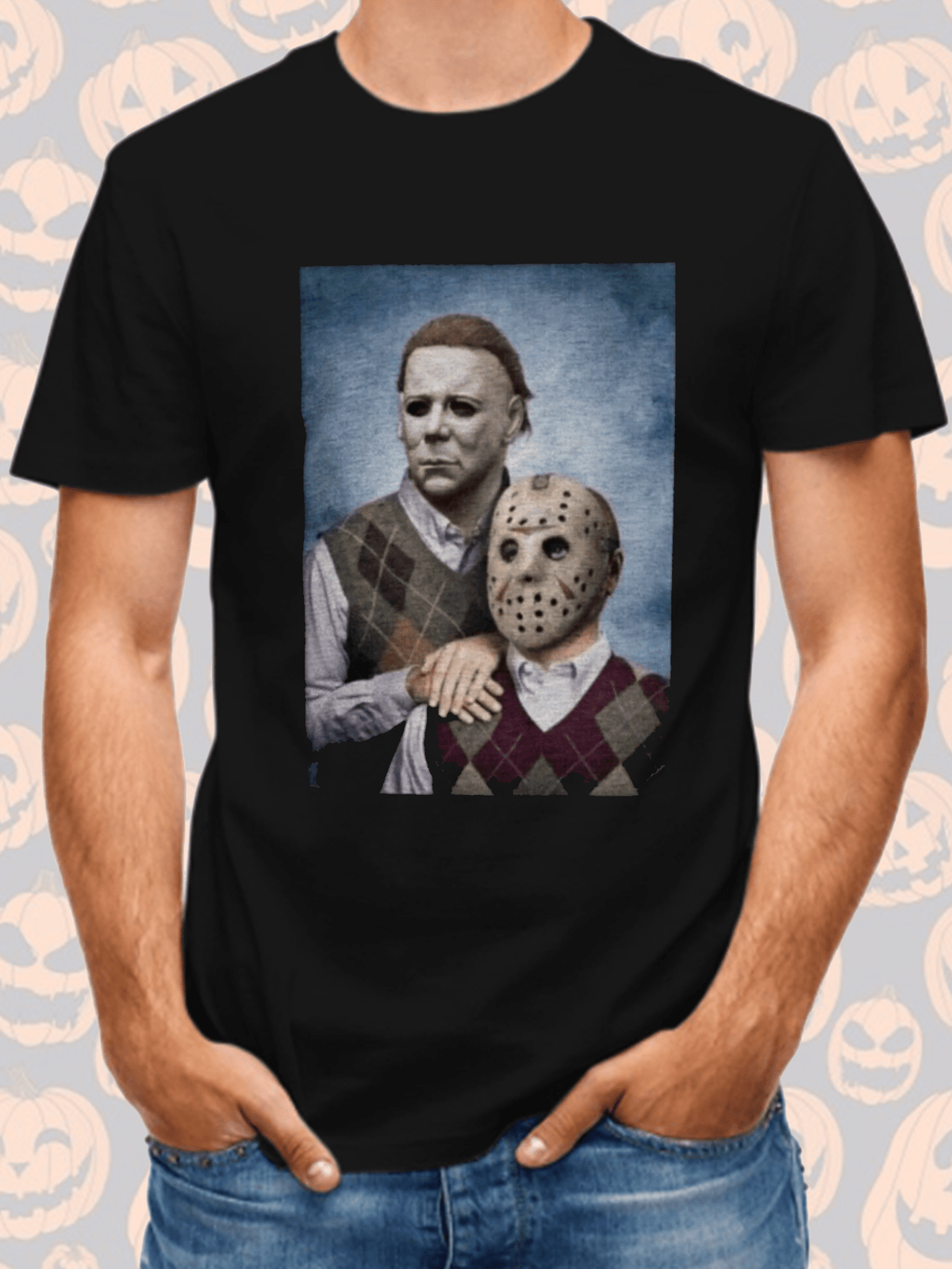 Halloween Print Men's Cotton Top, Casual Short Sleeve Crew Neck T-shirt, Men's Clothing For Outdoor
