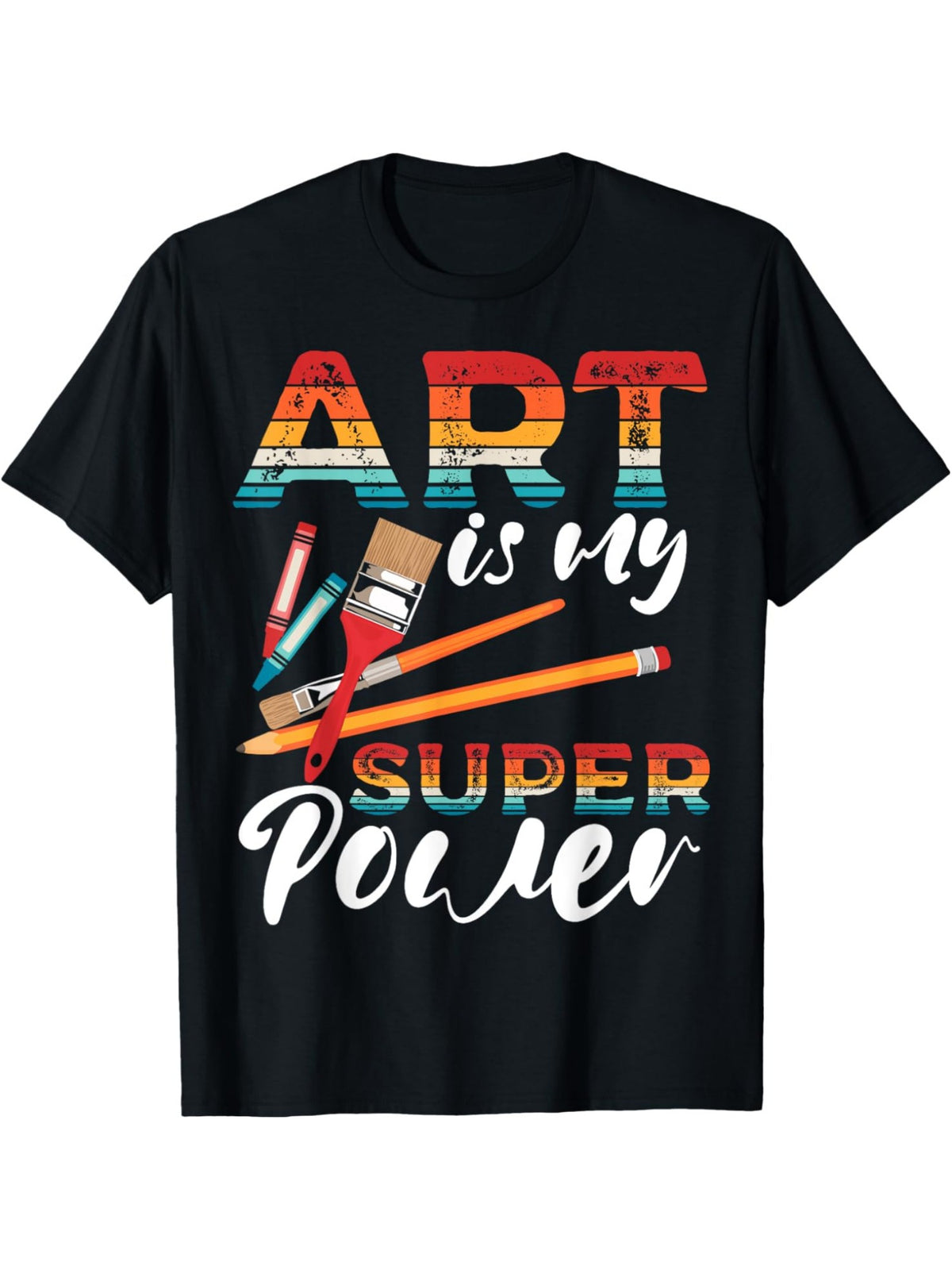Art Is My Superpower Painter Palette Sketching for Artists Retro Trendy Printed T-shirt, Men'S Casual and Comfortable T-shirt Summer, Men'S Short-sleeved Top for Everyday Activities Birthday Gift Valentine'S Day Gift to Men