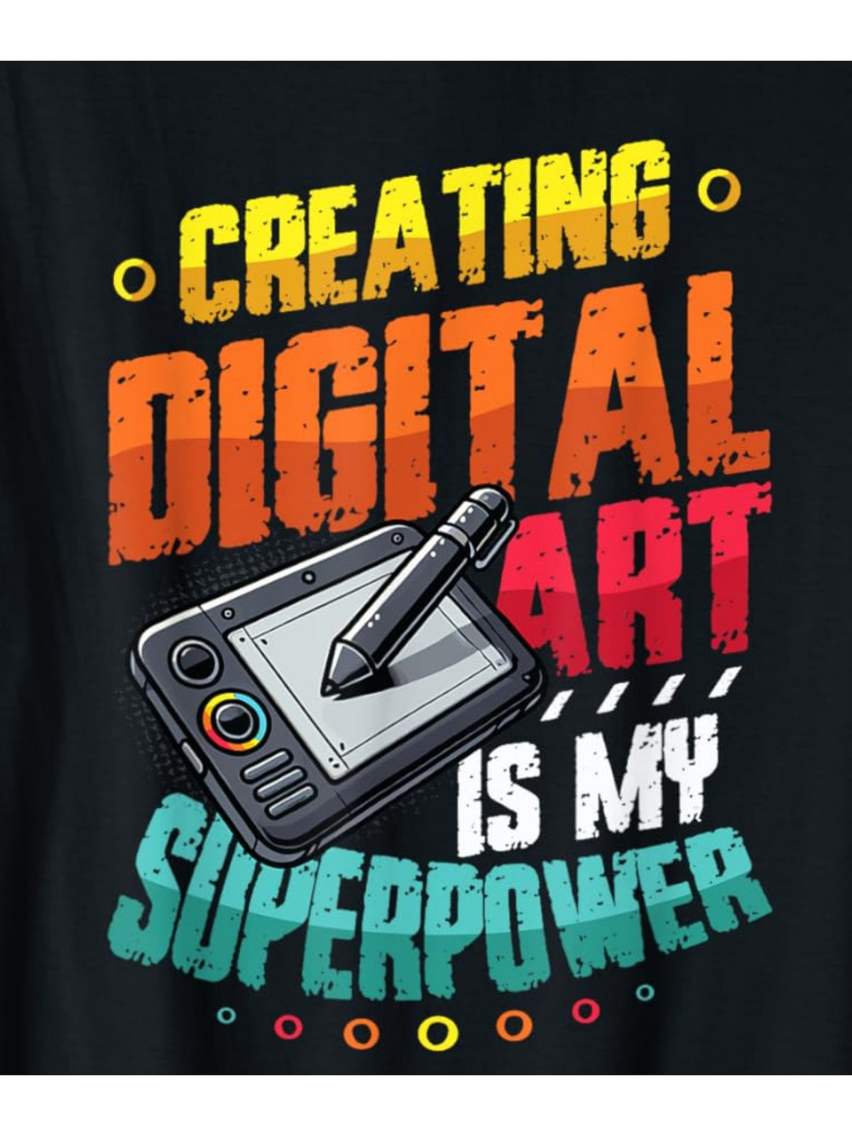 Creating Digital Art Is My Superpower Funny Art Teacher Gift Retro Trendy Printed T-shirt, Men'S Casual and Comfortable T-shirt Summer, Men'S Short-sleeved Top for Everyday Activities Birthday Gift Valentine'S Day Gift to Men