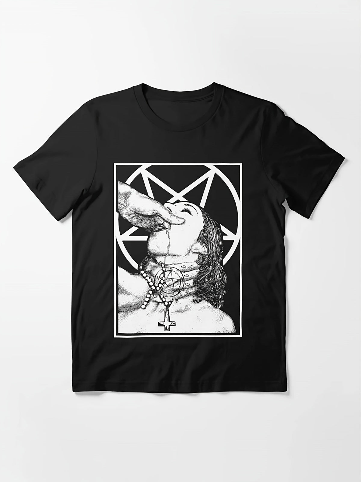 Satanic Nun Vintage Fashion Cotton Hot Print T-shirt, Men'S Summer Casual and Comfortable Crew-neck T-shirt, Perfect for Summer Outdoor Activities The Perfect Gift - 180g