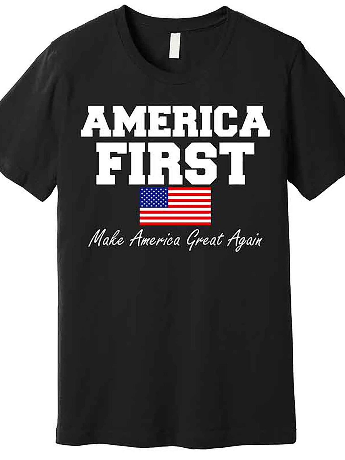 America First Make America Great Again Donald Trump USA Flag Premium T-Shirt 2 funny Men'S Short Sleeve Graphic T-shirt Collection black AA28810