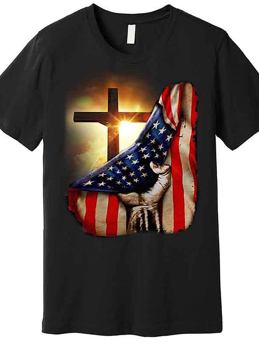 American Patriotic Flag Premium T-Shirt 228439 funny Men’s Short Sleeve Graphic T-shirt Collection black AA