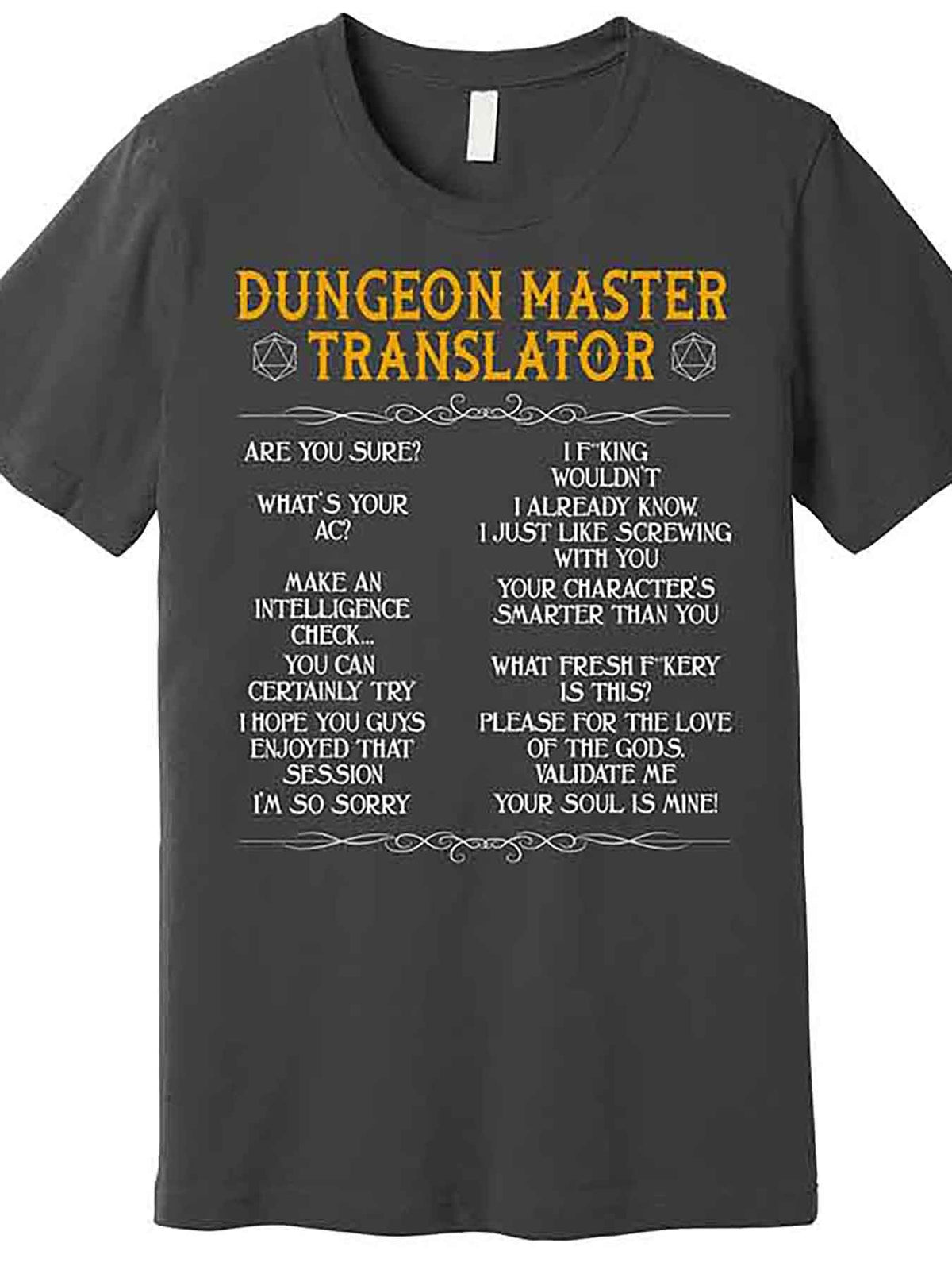Dungeon Master Translator Funny Premium T-Shirt 227321 funny Men'S Short Sleeve Graphic T-shirt Collection black AA