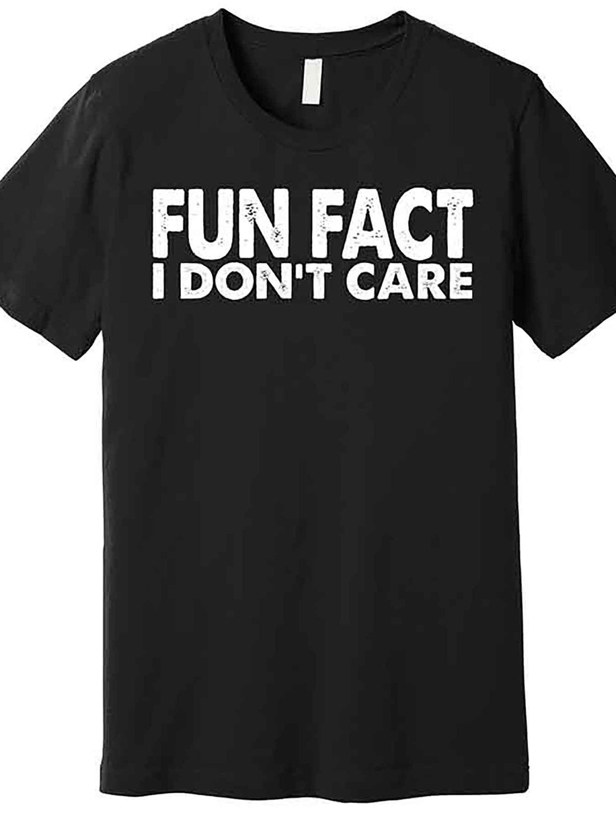 Fun Fact I Don’t Care Men’s Graphic T-Shirt - Black Casual Short Sleeve Tee, Machine Washable, Round Neck, Medium Stretch Fabric, Humorous Design for Casual Attire, Graphic Tee | Crew Neck Tee | Comfortable Wear