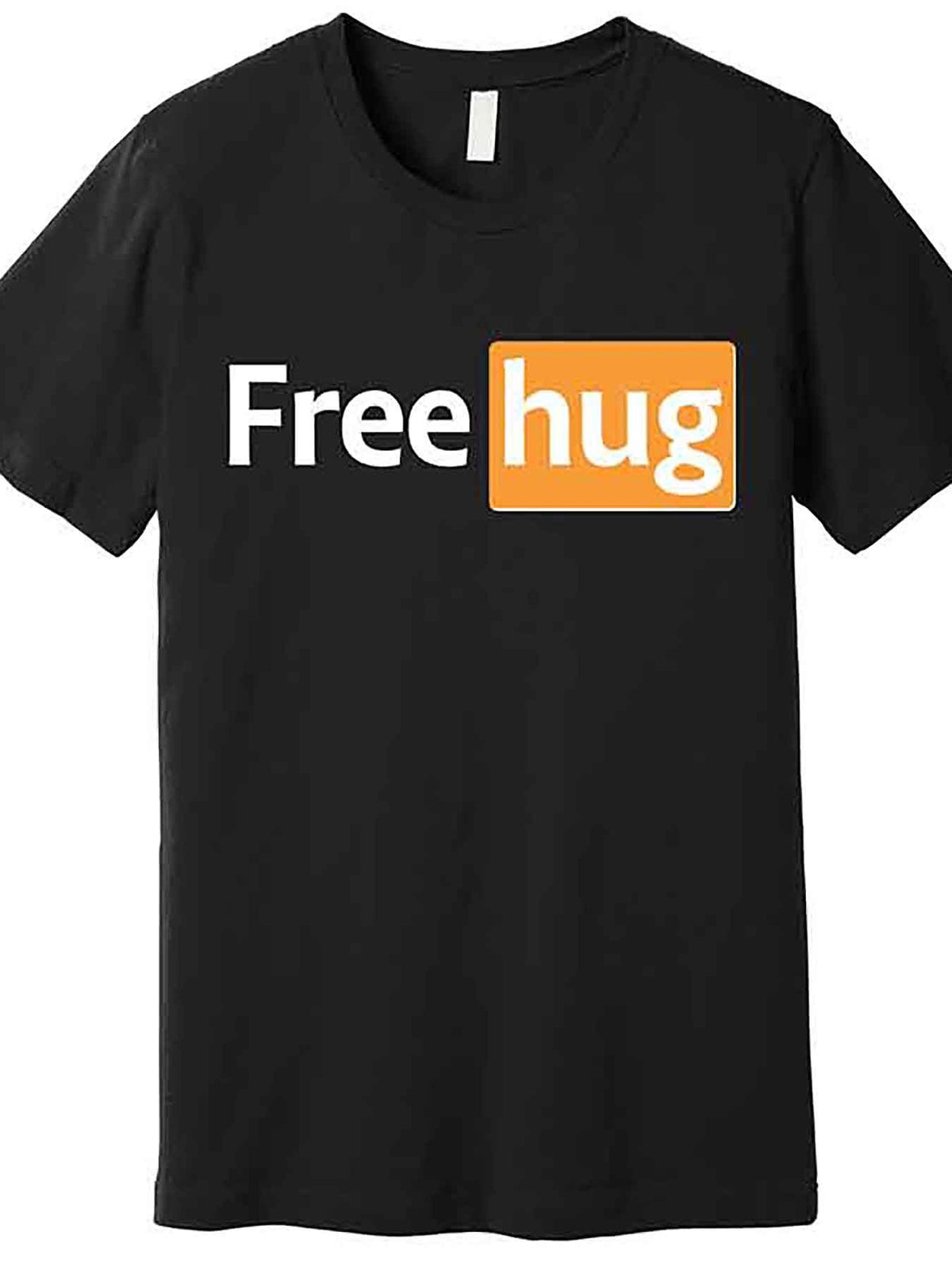 Men’s Black "Free Hug" Graphic T-Shirt – Funny Meme Design, Premium Cotton Short Sleeve, Casual Round Neck Tee for Casual Attire, Humorous Clothing | Meme Tshirt | Glossy Finish Tee