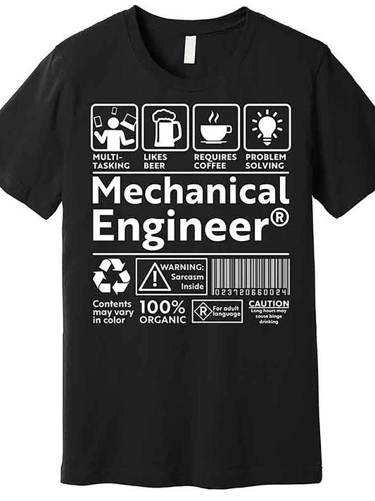 Funny Mechanical Engineer Label Premium T-Shirt 228757 funny Men'S Short Sleeve Graphic T-shirt Collection black AA