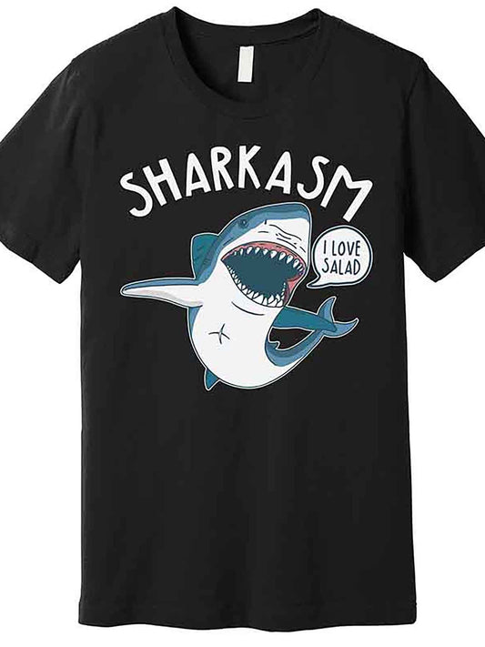 Funny Sharkasm Shark Sarcasm Premium T-Shirt 227622 funny Men'S Short Sleeve Graphic T-shirt Collection black AA