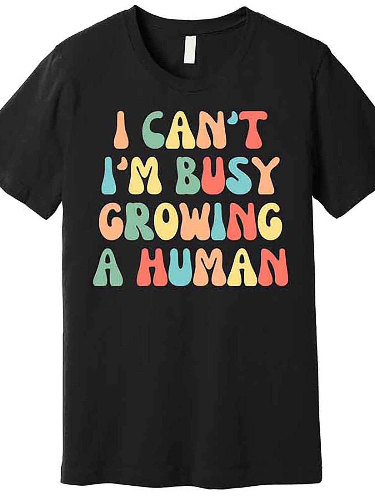 Men’s Funny Pregnancy Announcement T-Shirt - "I Can’t I'm Busy Growing a Human" Graphic, Black Cotton Short Sleeve, Casual & Comfortable Maternity Tee for Expecting Fathers, Everyday Comfort Shirt | Casual Style Shirt | Medium Stretch Fabric, VLANMON