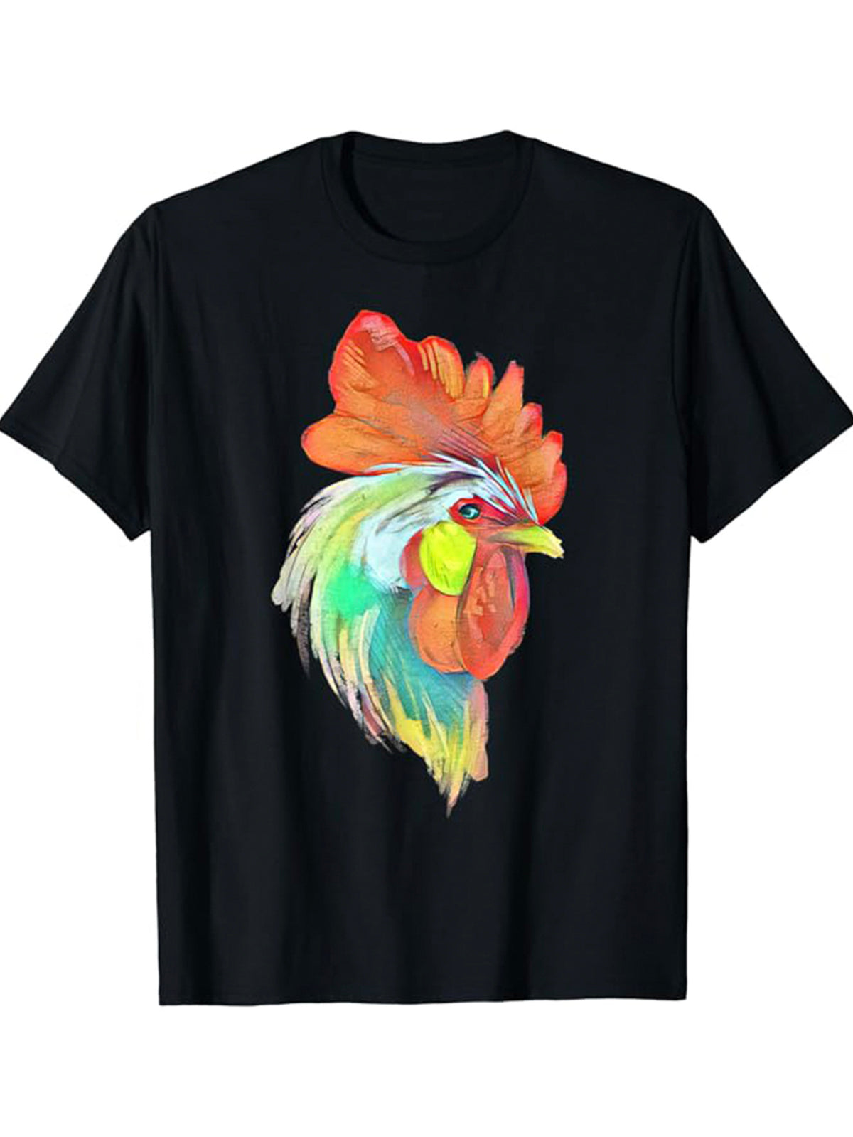 Men's Chicken Print Cotton Short-sleeve Pullover T-shirt