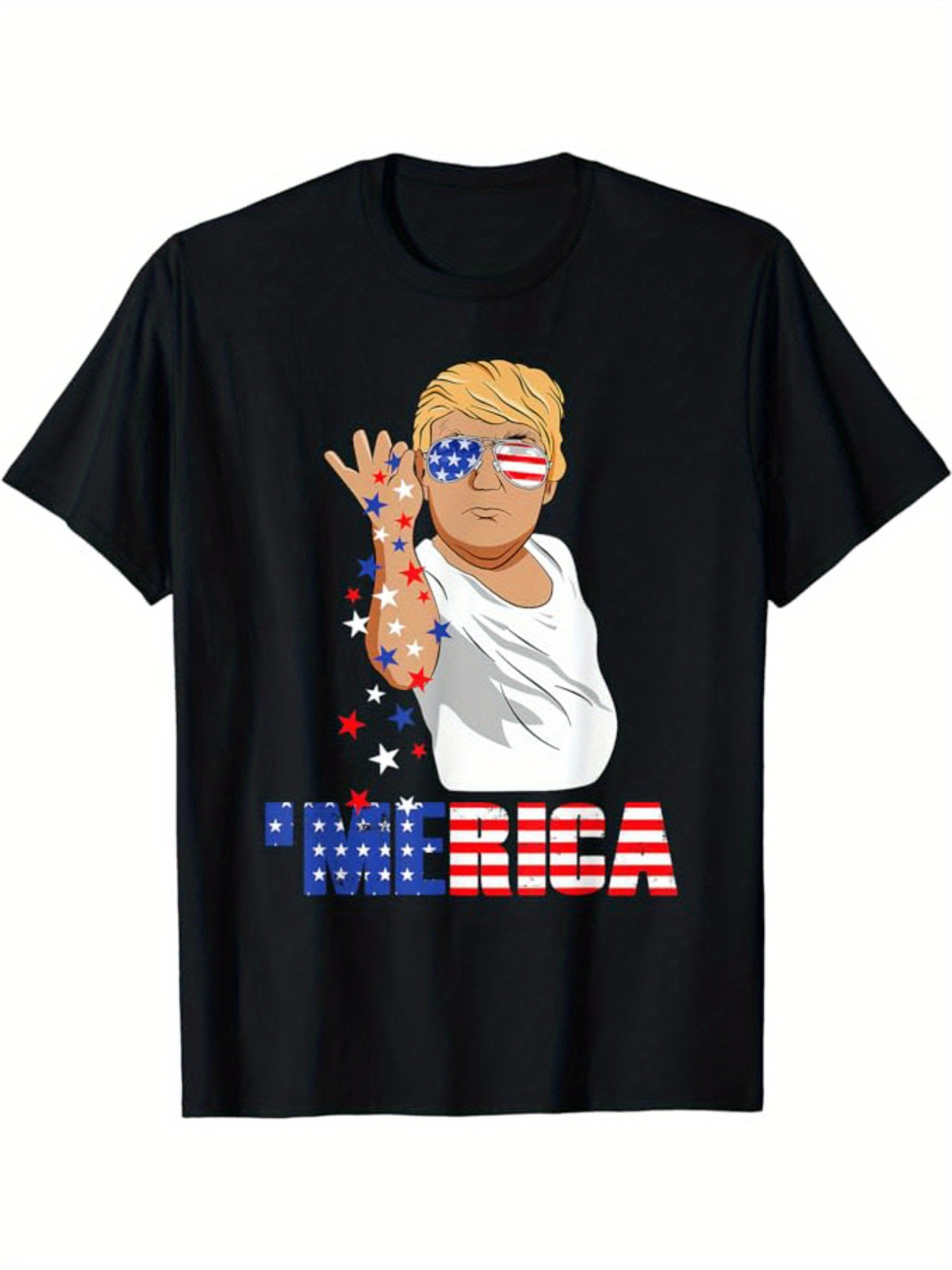 Men's Print Cotton Short-sleeve Pullover T-shirt
