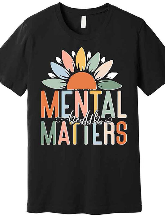 Mental Health Matters Flower Premium T-Shirt 227819 funny Men'S Short Sleeve Graphic T-shirt Collection black AA