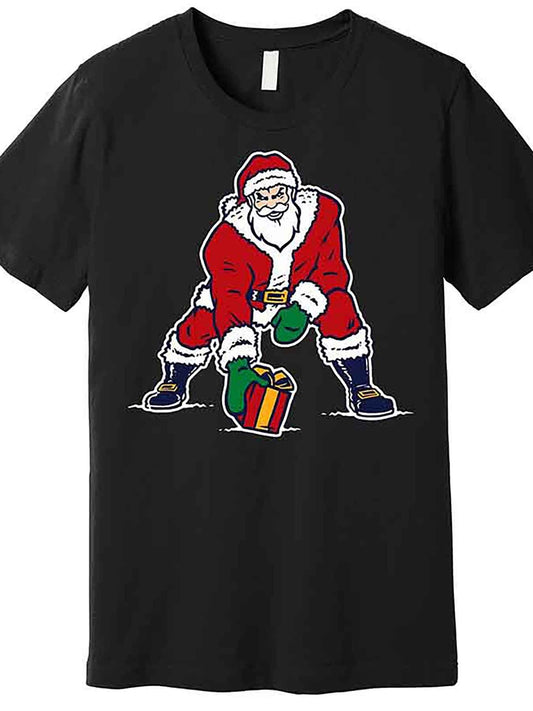 Santa Football Spike Present Premium T-Shirt 229008 funny Men'S Short Sleeve Graphic T-shirt Collection black AA