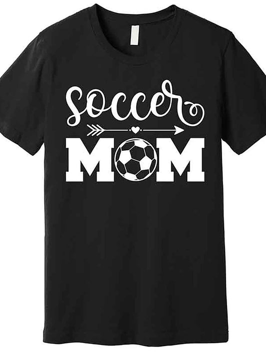 Soccer Mom Graphic T-Shirt - Funny Men’s Short Sleeve Black Cotton Tee with Soccer Ball Design, Casual Round Neck, Machine Washable