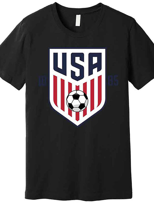 USA 1885 Soccer Tournament Premium T-Shirt 227712 funny Men'S Short Sleeve Graphic T-shirt Collection black AA