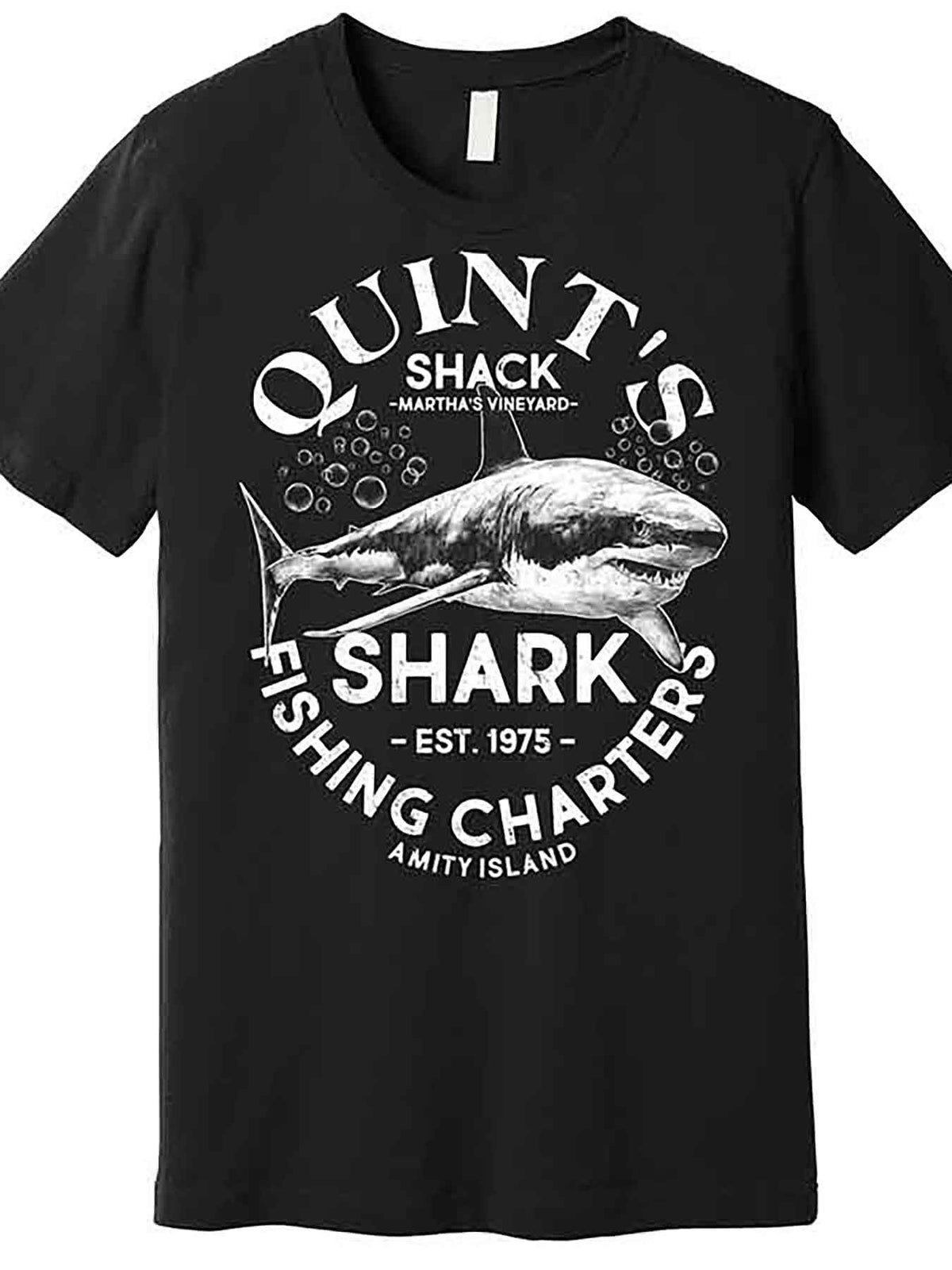 Vintage Quints Shack Shark Fishing Charters Est 1975 Premium T-Shirt 227089 funny Men'S Short Sleeve Graphic T-shirt Collection black AA