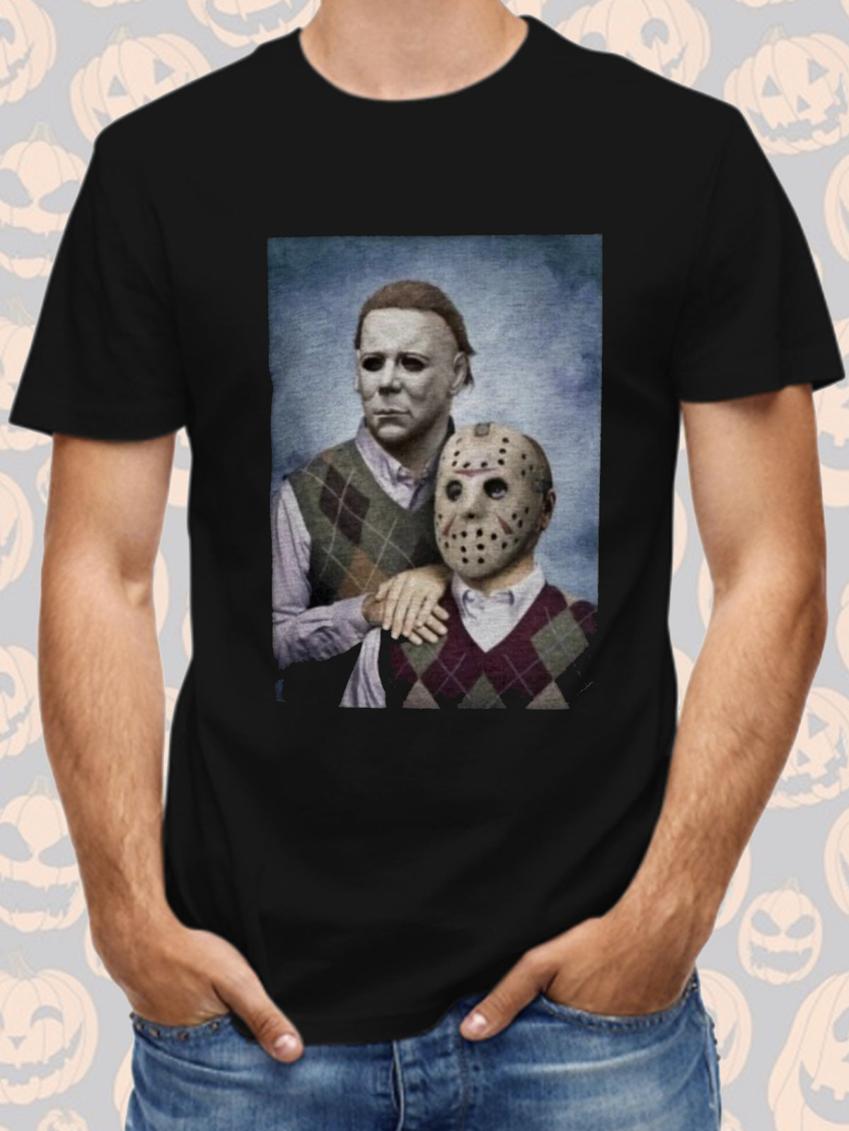 Halloween Print Men's Cotton Top, Casual Short Sleeve Crew Neck T-shirt, Men's Clothing For Outdoor