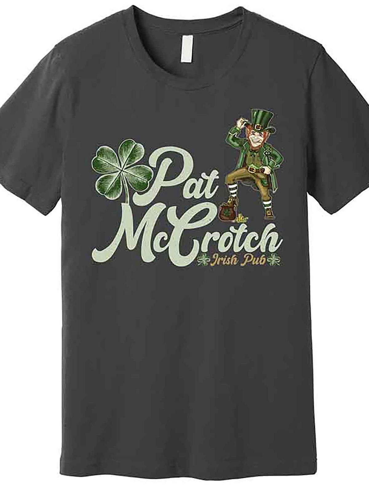 Pat McCrotch Irish Pub Leprechaun Graphic T-Shirt, 100% Cotton Crew Neck Short Sleeve Tee, Casual Knit Fabric with Medium Stretch, Regular Fit Solid Color Top for Men - St. Patrick's Day Collection