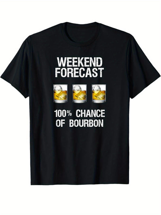 Whiskey Drinking Printed Men's Cotton Graphic T-shirt, Casual Short Sleeve Crew Neck T-shirt, Men's Tee For Outdoor