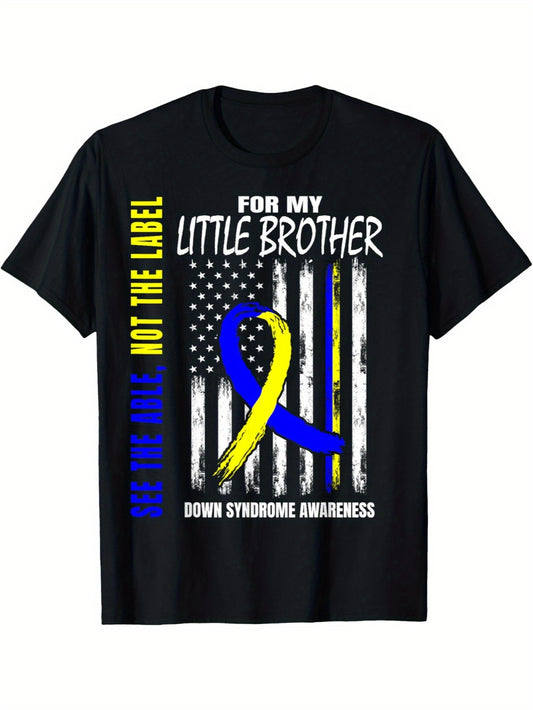 See The Able Not Label Syndrome Little Brother USA Flag T-Shirt