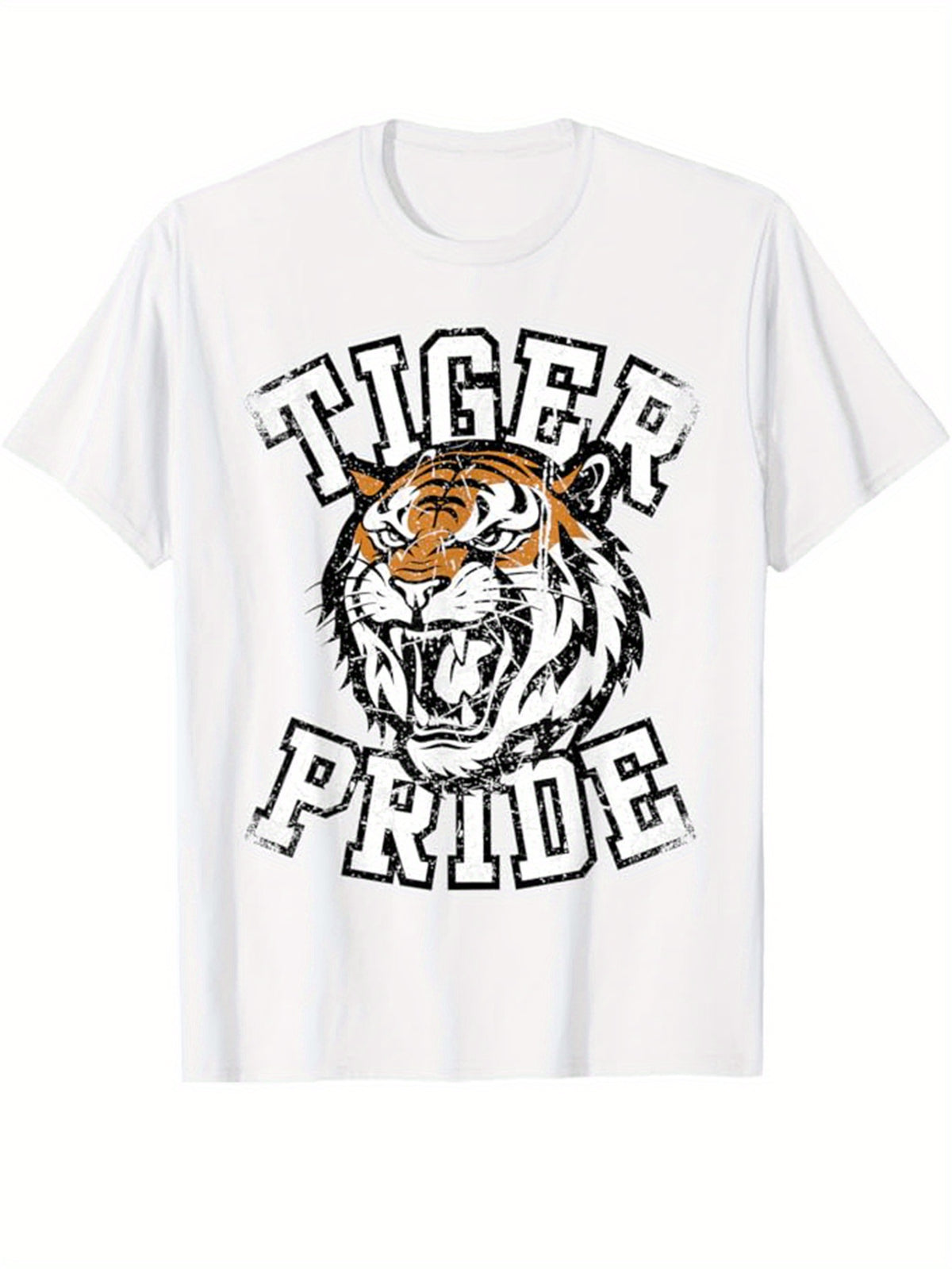Tiger Printed Men's Cotton Graphic T-shirt, Casual Short Sleeve Crew Neck Gamer T-shirt, Men's Tee For Outdoor