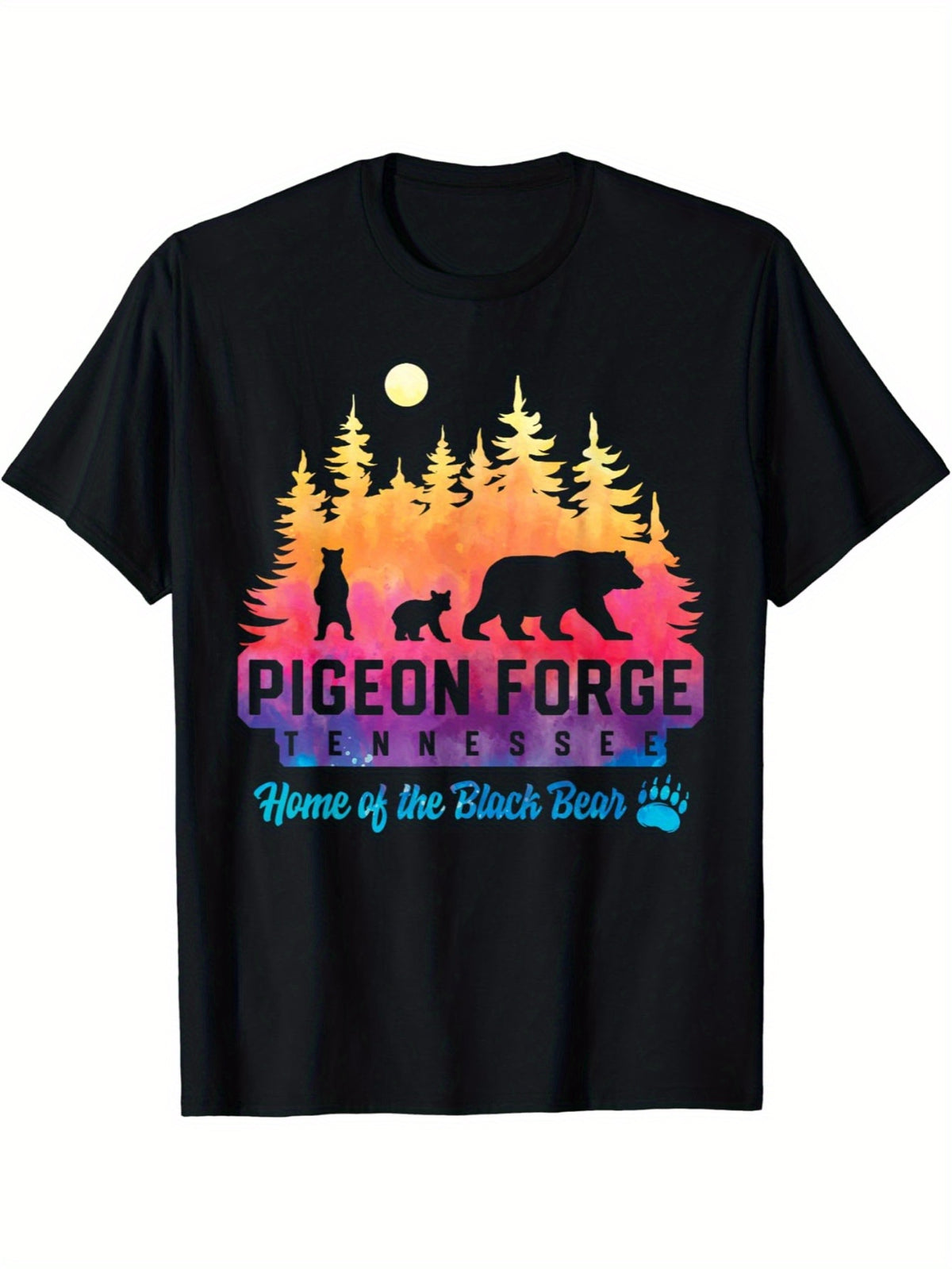 Pigeon Forge Tennessee Great Smoky Mountains Tie Dye T-Shirt, 100% Cotton Crew Neck Casual Tee, All-Season Knit Fabric, Regular Fit Printed Top for Adults