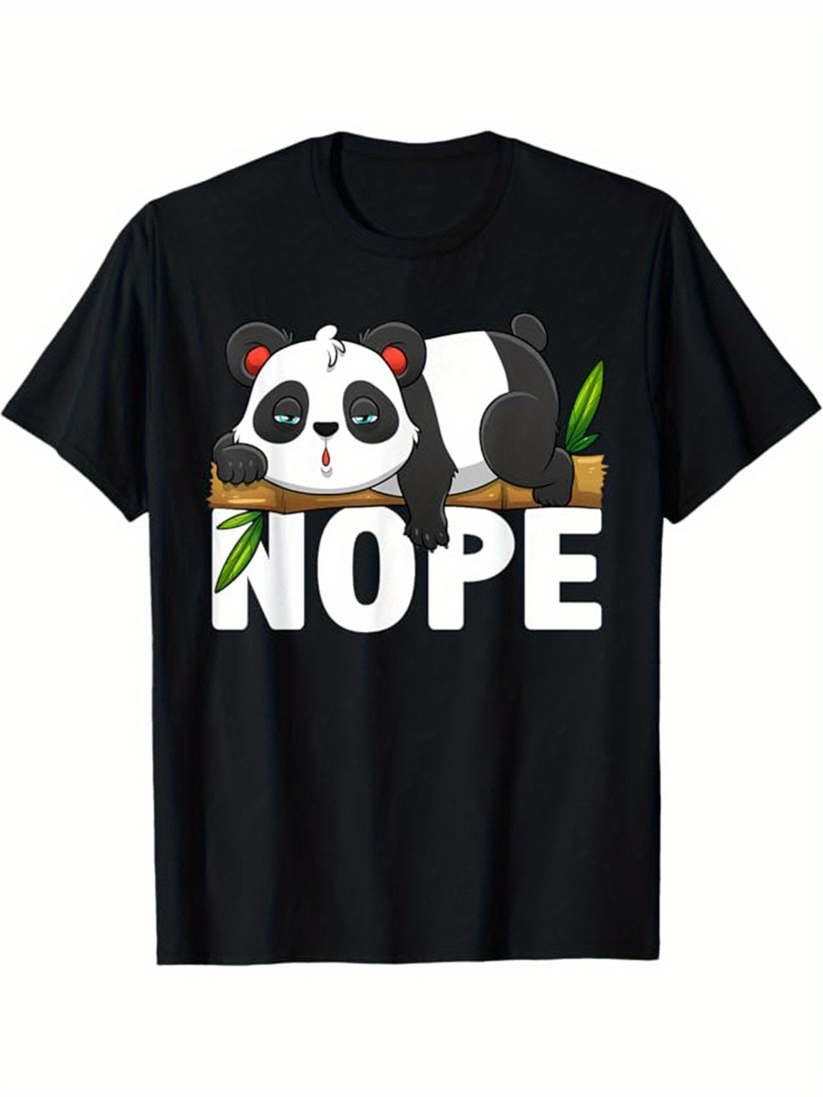 Panda Printed, Men's Cotton Graphic T-shirt, Casual Short Sleeve Crew Neck Gamer T-shirt, Men's Tee For Outdoor