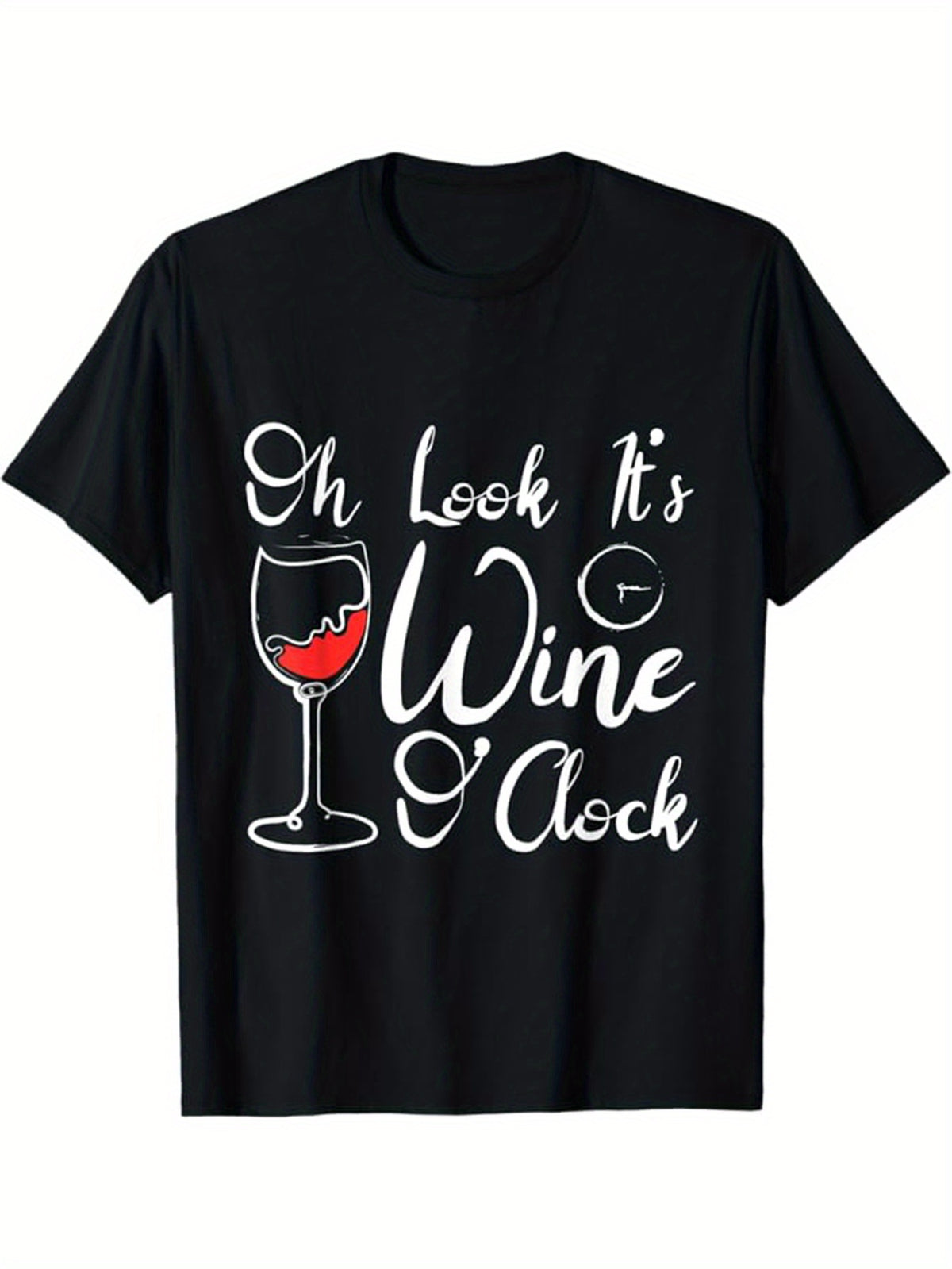Wine Printed, Men's Cotton Graphic T-shirt, Casual Short Sleeve Crew Neck Gamer T-shirt, Men's Tee For Outdoor