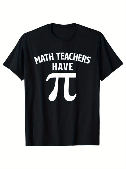 Math Print Men's Cotton Funny T-shirt, Graphic Tee Men's Outdoor Clothes, Men's Halloween Clothing, Casual Short Sleeve Crew Neck T-shirt, Tops For Men, Gift For Teacher