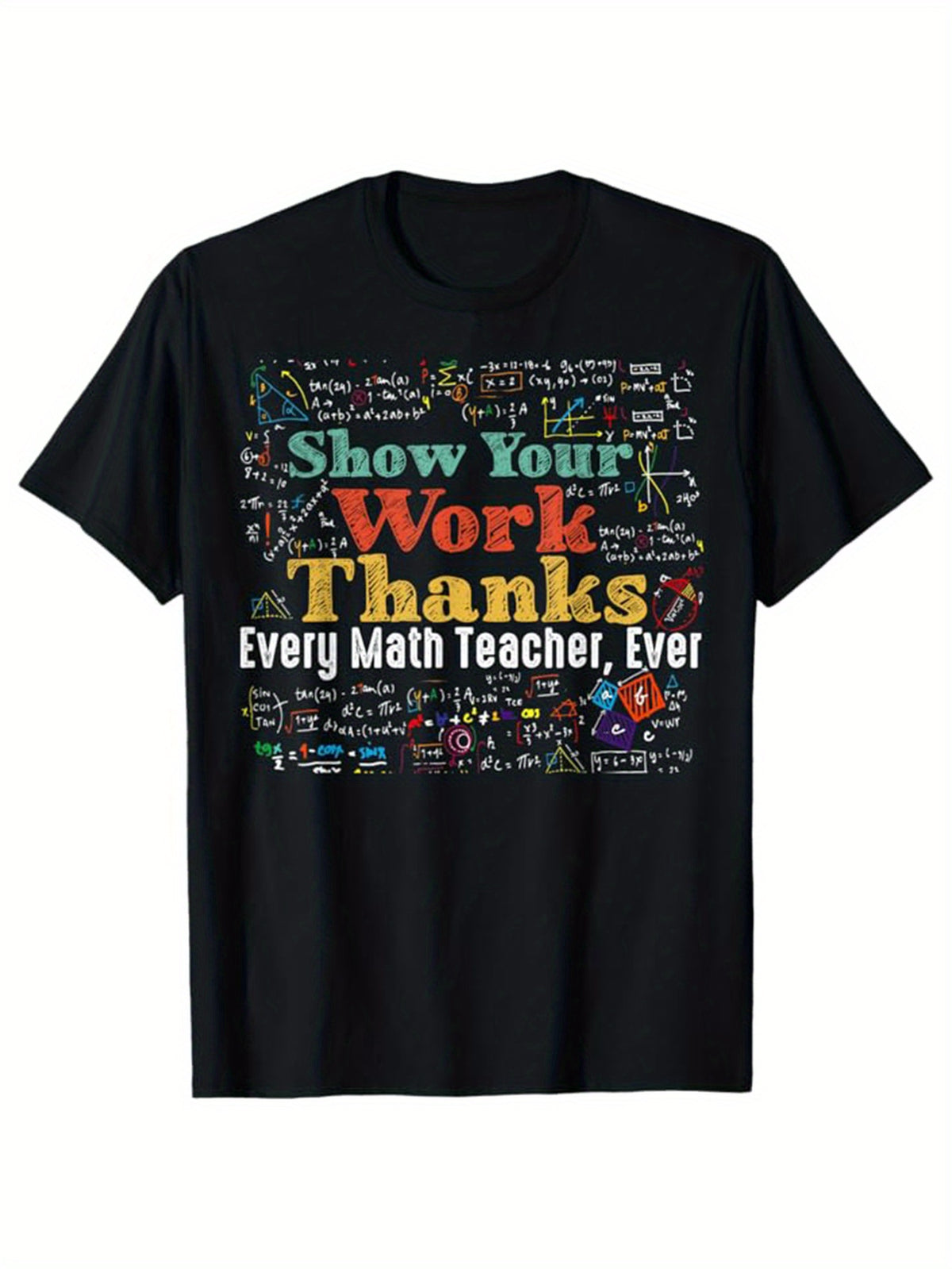 Math Print Men's Cotton Funny T-shirt, Graphic Tee Men's Outdoor Clothes, Men's Halloween Clothing, Casual Short Sleeve Crew Neck T-shirt, Tops For Men, Gift For Teacher