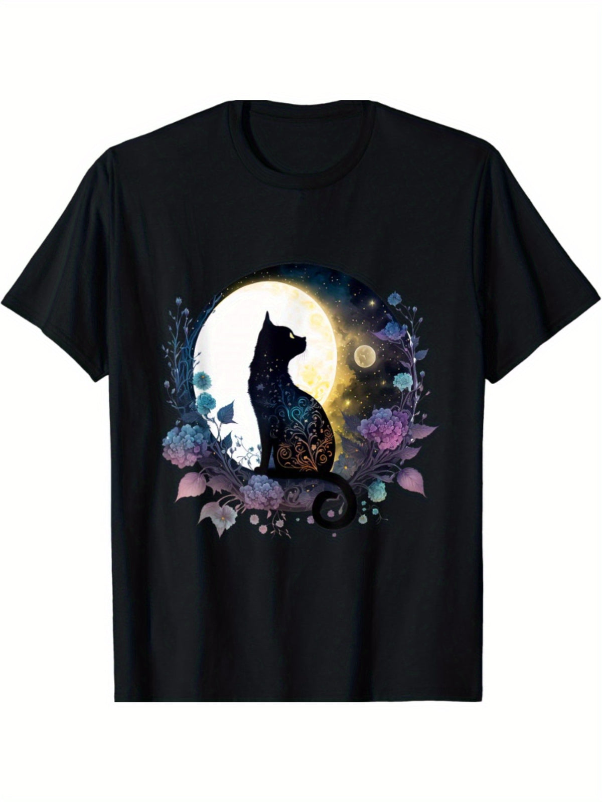 Cute Cat Motif Cat In Moonlight Cat T-Shirt