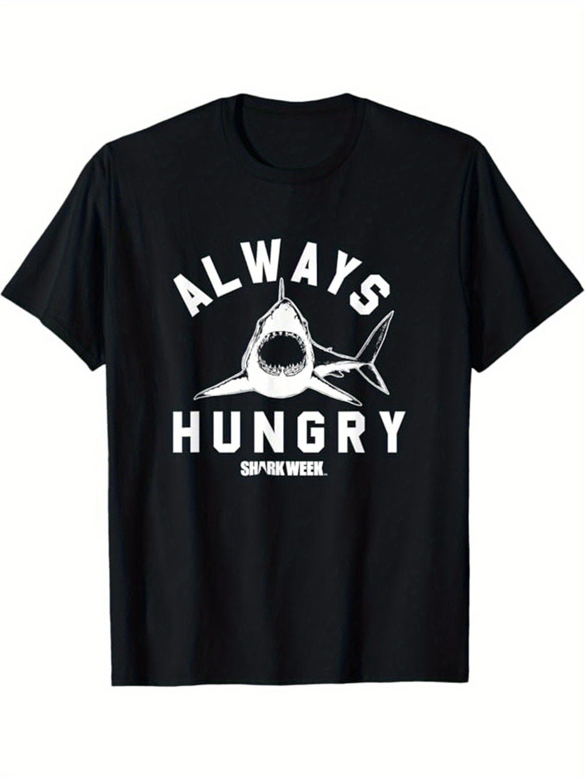 Shark Print Men's Cotton T-shirt, Graphic Tee Men's Outdoor Clothes, Men's Clothing, Casual Short Sleeve Crew Neck T-shirt, Tops For Men, Gift For Men