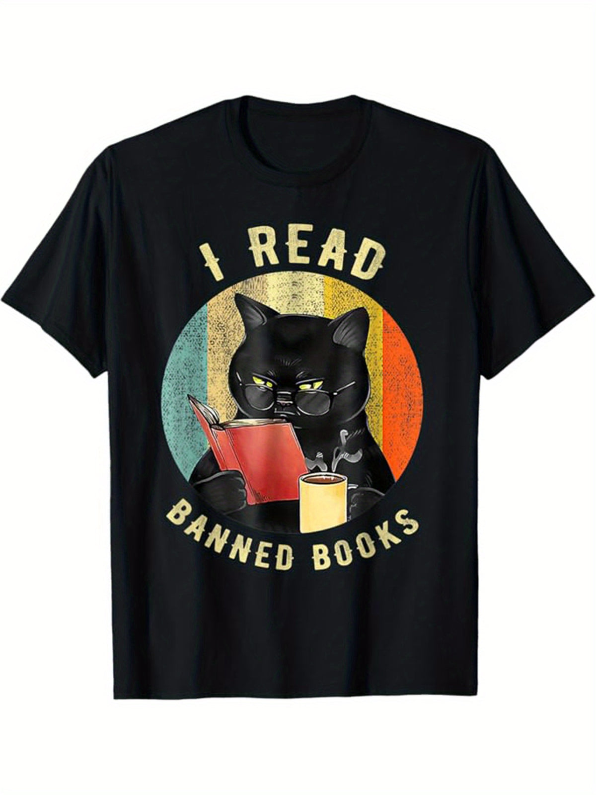 Read Books Print Men's Cotton T-shirt, Graphic Tee Men's Outdoor Clothes, Casual Short Sleeve Crew Neck T-shirt