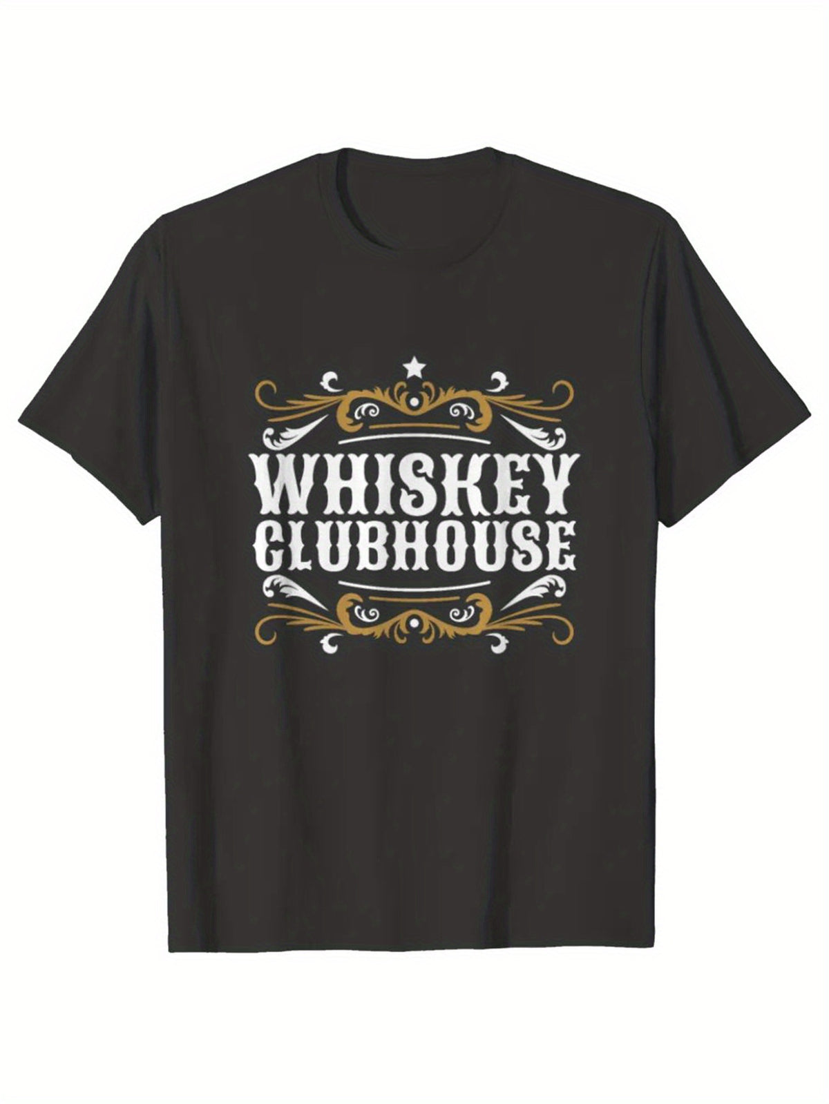 Whiskey Drinking Printed Men's Cotton Graphic T-shirt, Casual Short Sleeve Crew Neck T-shirt, Men's Tee For Outdoor