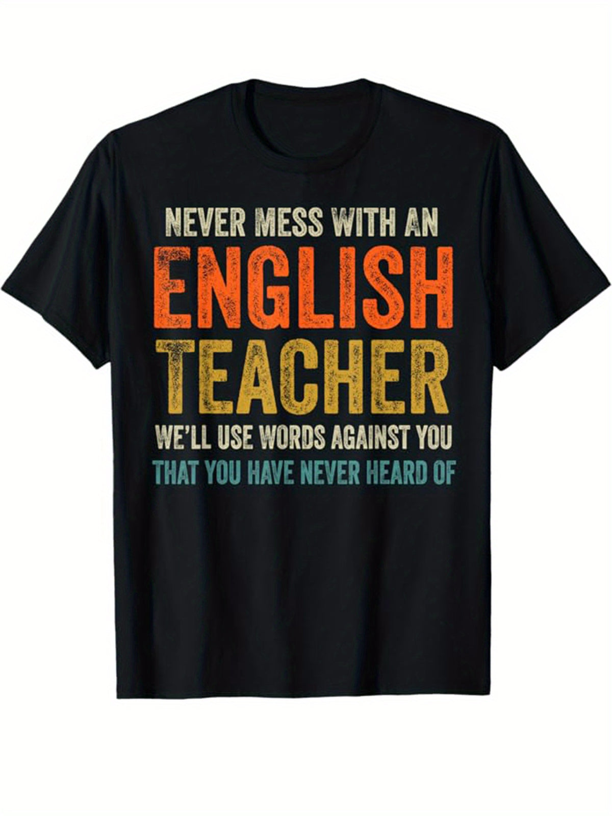 English Teacher Print, Men's Cotton T-shirt, Funny Graphic Tee Men's Outdoor Clothes, Men's Clothing, Back To School Casual Short Sleeve Crew Neck T-shirt