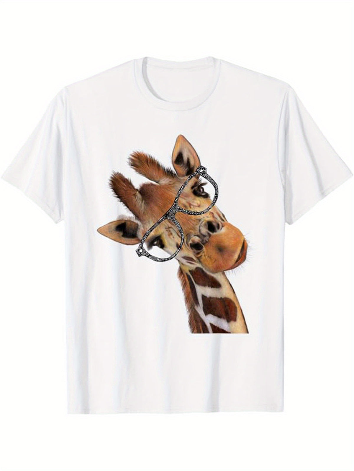 Men's Cotton T-Shirt With Giraffe Print, Casual Short Sleeve Round Neck Tee, Soft Comfortable Top, Men's Clothing