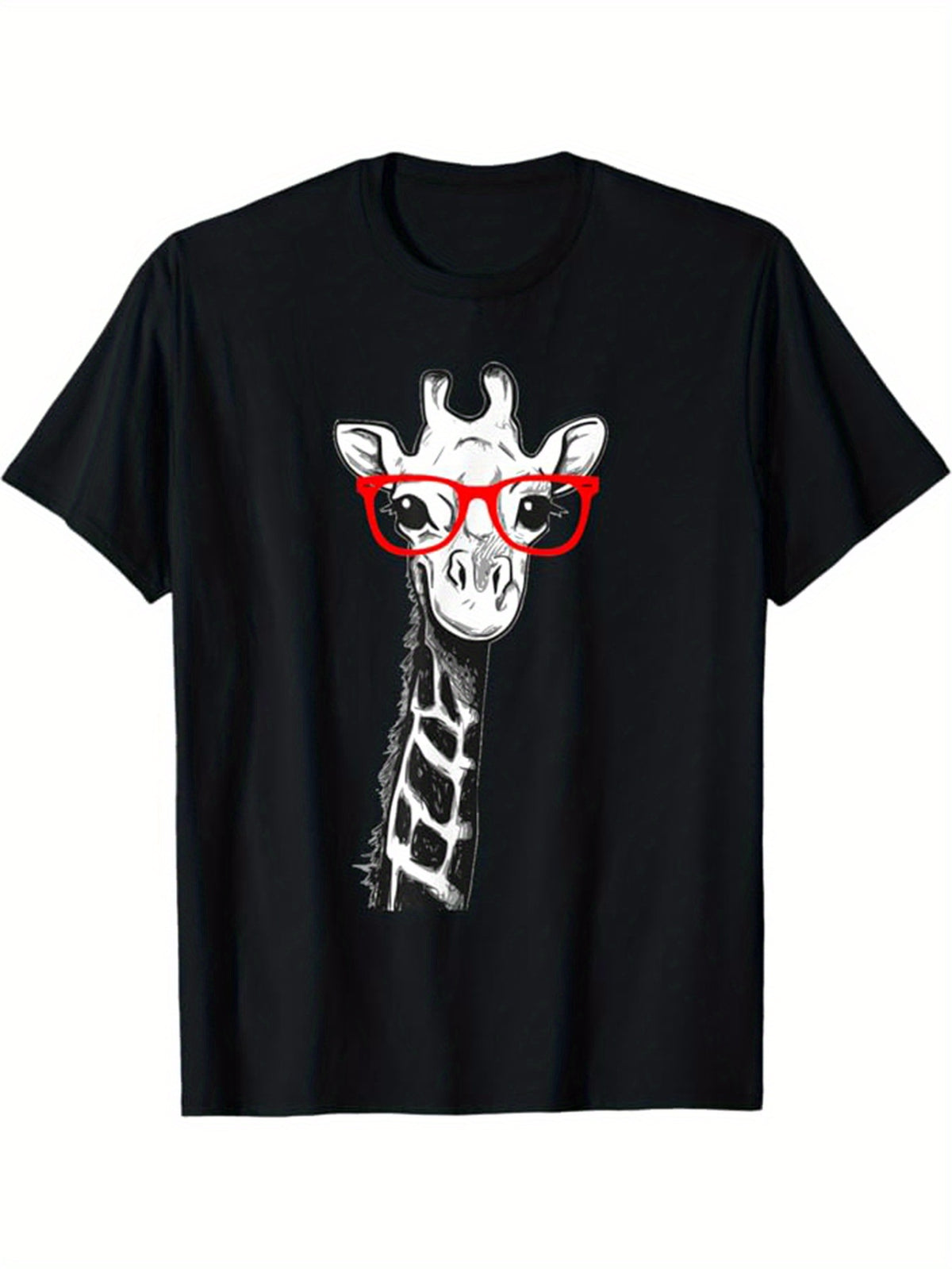 Men's Cotton T-Shirt With Giraffe Print, Casual Short Sleeve Round Neck Tee, Soft Comfortable Top, Men's Clothing