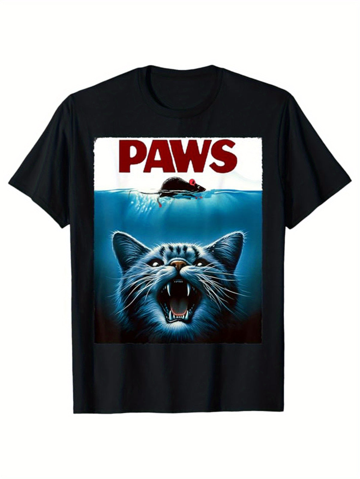 Cat Printed, Men's Cotton T-shirt, Graphic Tee Men's Outdoor Clothes, Men's Clothing, Casual Short Sleeve Crew Neck T-shirt, Soft Comfortable Top