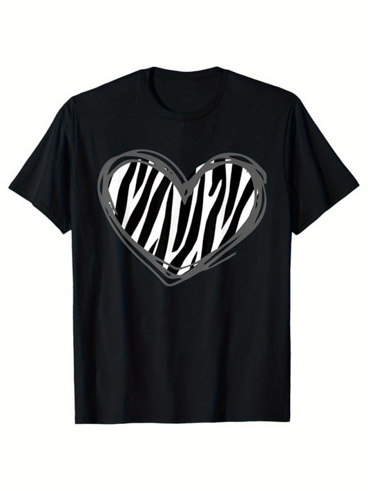 Zebra Printed, Men's Cotton T-shirt, Graphic Tee Men's Outdoor Clothes, Men's Clothing, Casual Short Sleeve Crew Neck T-shirt, Soft Comfortable Top