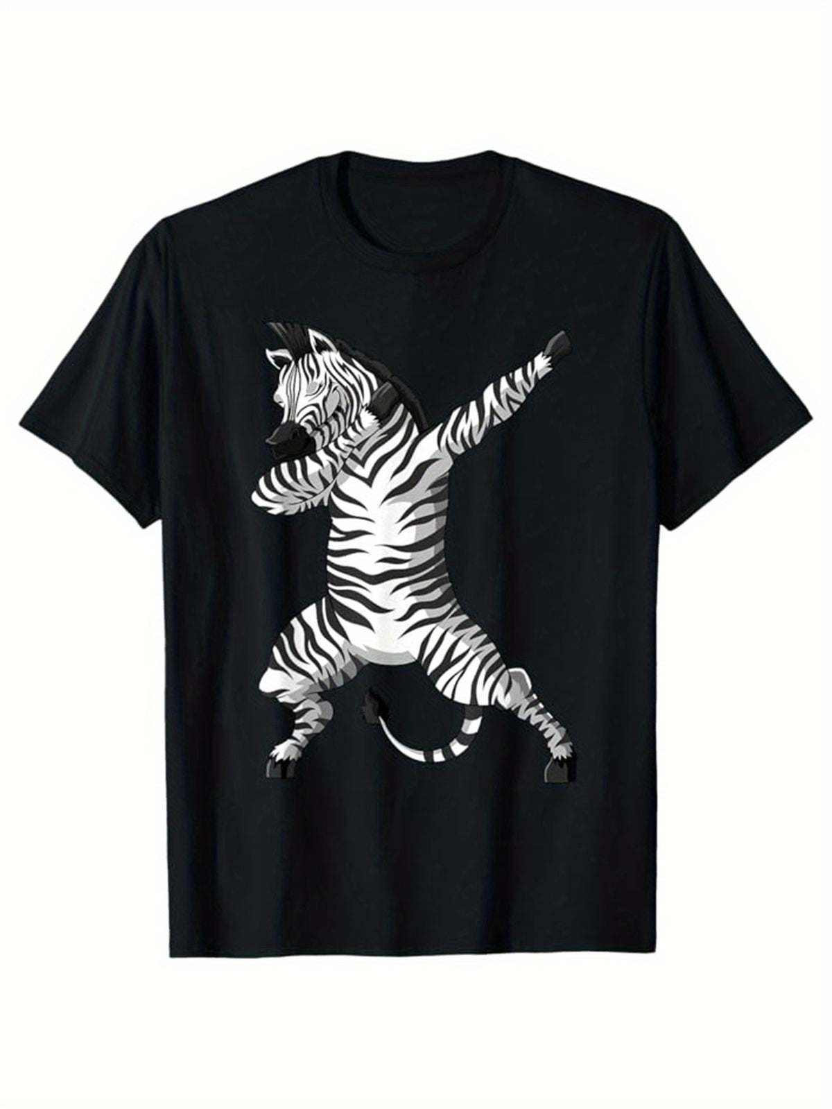 Zebra Printed, Men's Cotton T-shirt, Graphic Tee Men's Outdoor Clothes, Men's Clothing, Casual Short Sleeve Crew Neck T-shirt, Soft Comfortable Top