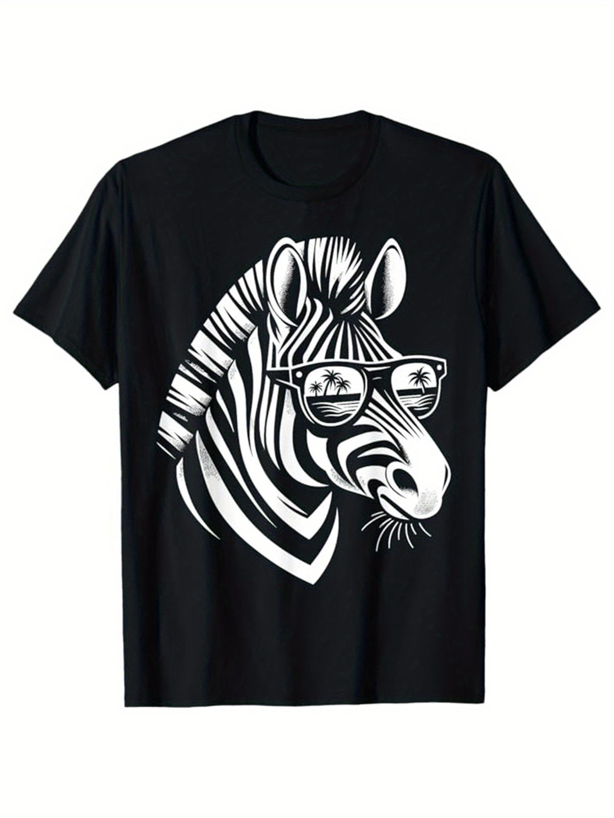 Zebra Printed, Men's Cotton T-shirt, Graphic Tee Men's Outdoor Clothes, Men's Clothing, Casual Short Sleeve Crew Neck T-shirt, Soft Comfortable Top