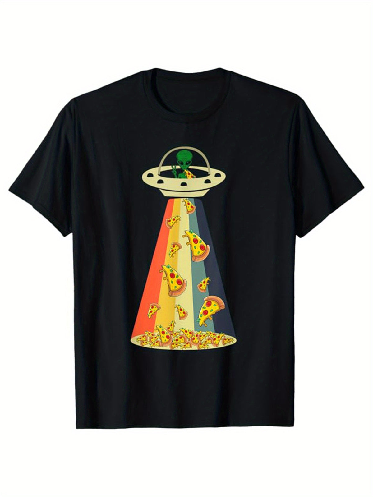 Pizza Printed, Men's Cotton T-shirt, Food Graphic Tee Men's Outdoor Clothes, Men's Clothing, Casual Short Sleeve Crew Neck T-shirt, Soft Comfortable Top