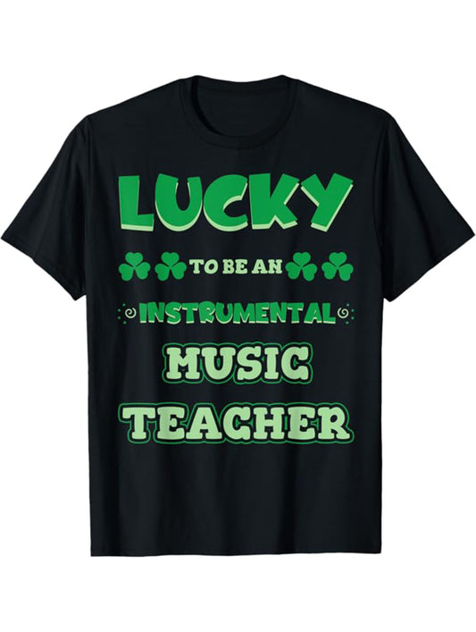 Music Teacher Print Men's Cotton T-shirt, Graphic Tee Men's Outdoor Clothes, Men's Back To School Clothing, Casual Short Sleeve Crew Neck T-shirt, Tops For Men, Gift For