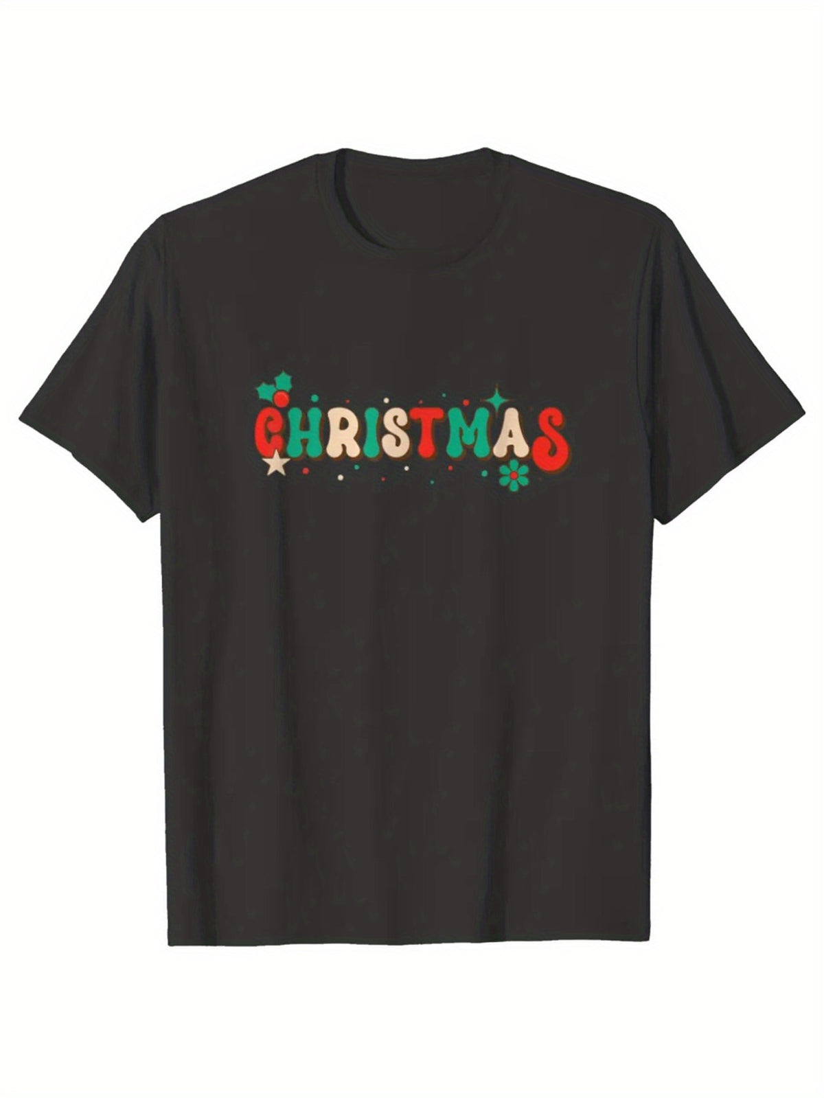 Christmas Santa Claus Print Men's Cotton T-shirt, Graphic Tee Men's Xmas Outdoor Clothes, Men's Clothing, Casual Short Sleeve Crew Neck T-shirt, Tops For Men, Gift For Men