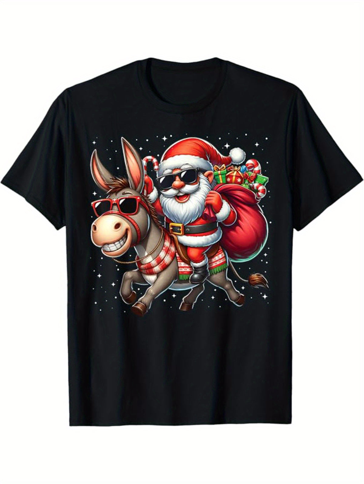 Christmas Printed, Men's Cotton T-shirt, Graphic Tee Men's Xmas Outdoor Clothes, Men's Clothing, Casual Short Sleeve Crew Neck T-shirt, Tops For Men, Gift For Men