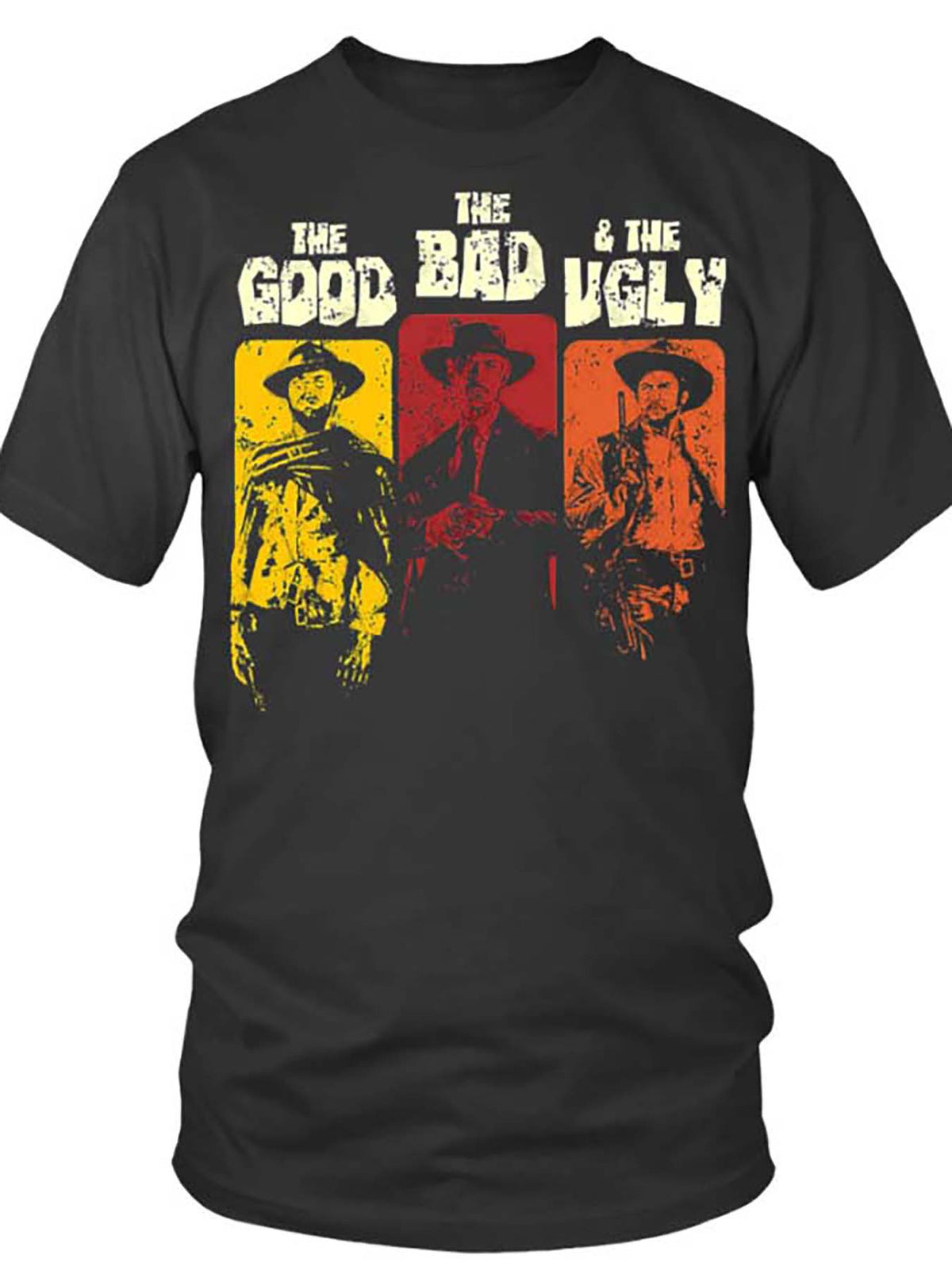 Men's "The Good The Bad & The Ugly" Graphic Tee - Casual Black Cotton T-Shirt with Cowboy-Inspired Print, Short Sleeves, Machine Washable, Everyday Clothing|Stylized Text Shirt|Comfortable Fit