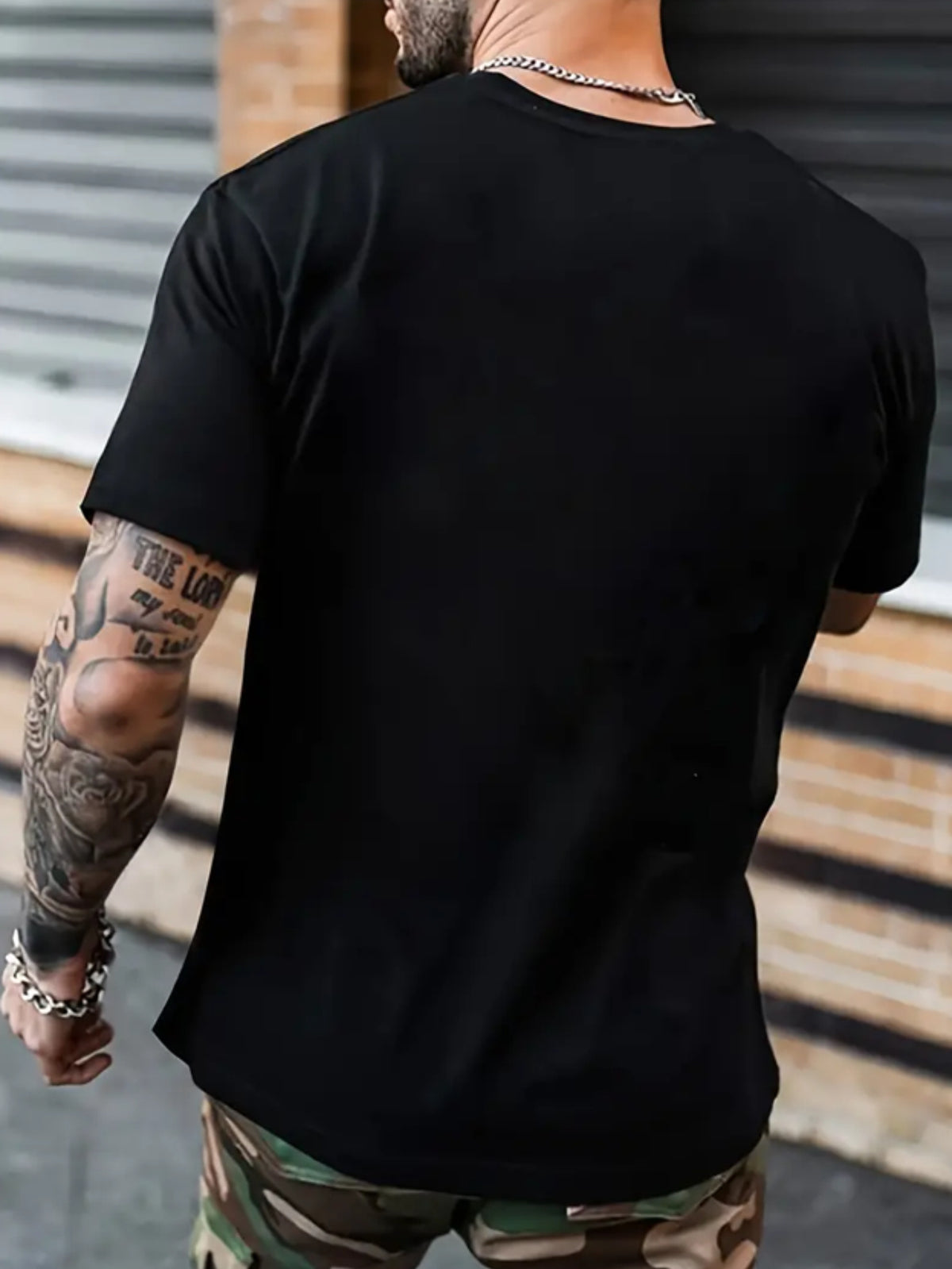 [Gothic Tee] Plus Size Men's Cotton Graphic T-Shirt | Gothic Skull & Wings Design, Casual Short Sleeve, Black, Machine Washable