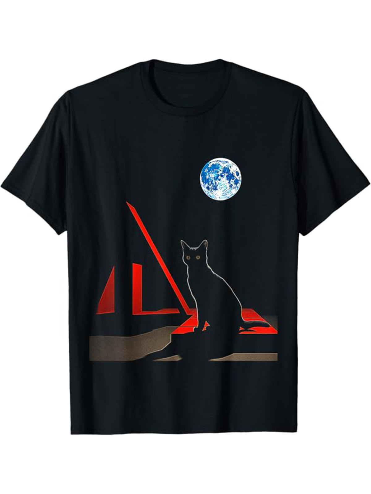 Men's Cotton T-Shirt With Cat Printed, Casual Short Sleeve Round Neck Tee, Soft Comfortable Top
