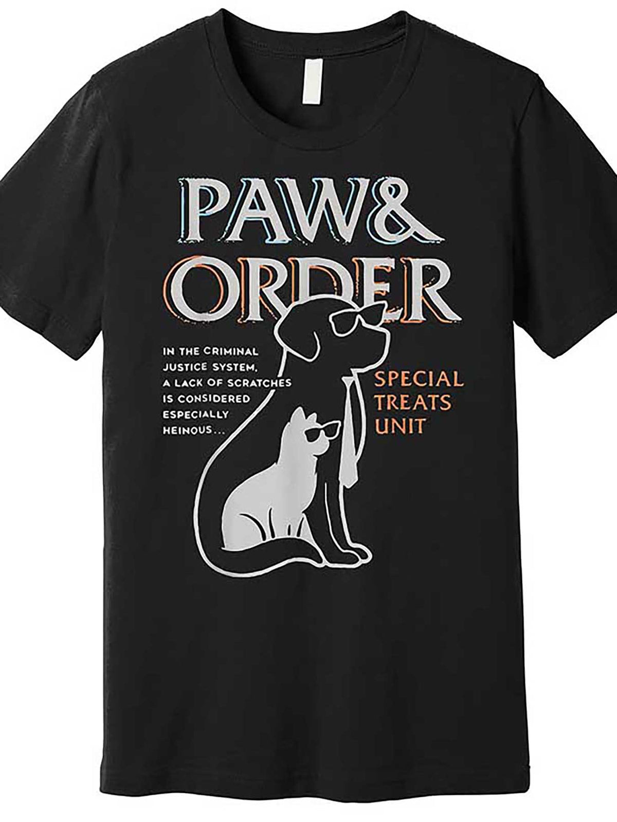 PAW & ORDER Special Training Unit Graphic Tee - Men’s Funny Dog & Cat Design, Premium Cotton, Short Sleeve, Black, Casual Fit, Machine Washable