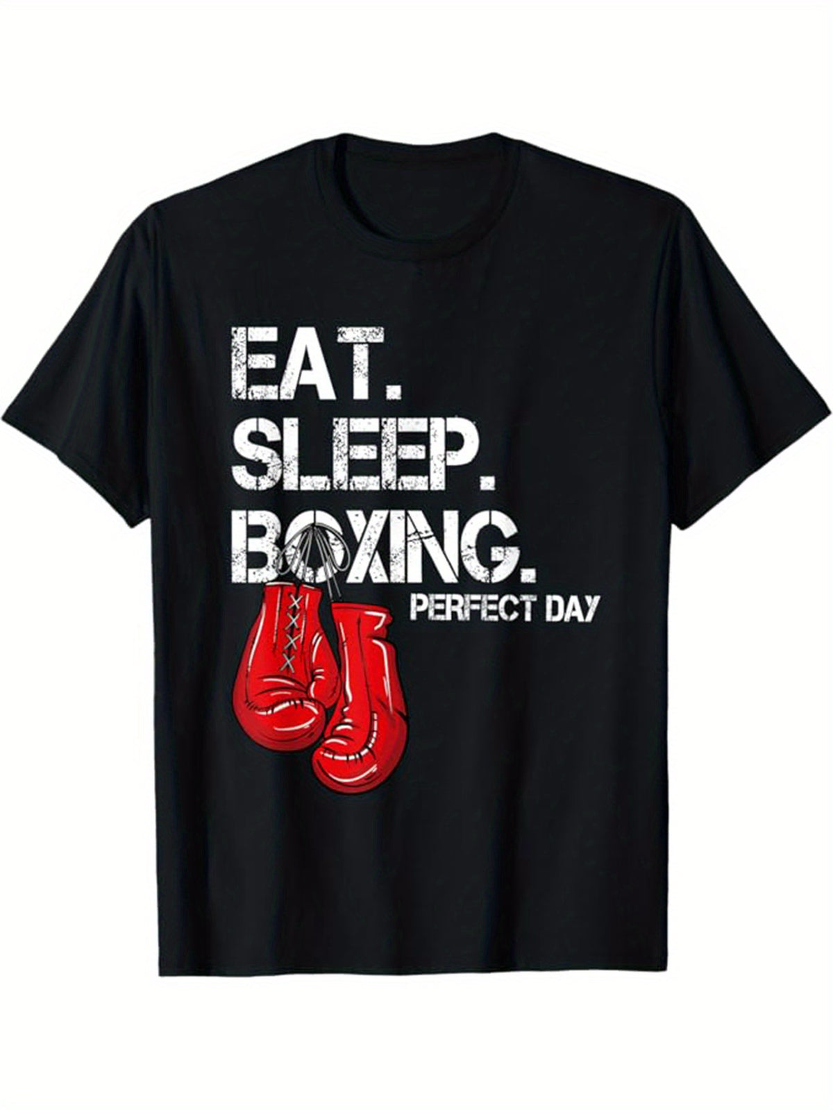 Boxing Print Men's Casual Short Sleeve Crew Neck T-Shirt Men's Boxer Tee Outfits Clothing, Soft Comfortable Top