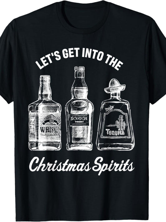EWHFunny Christmas Drinking Top Whiskey Liquor Drinker T-Shirt